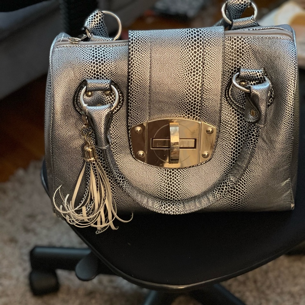 Charming Charlie Silver Tote Bag